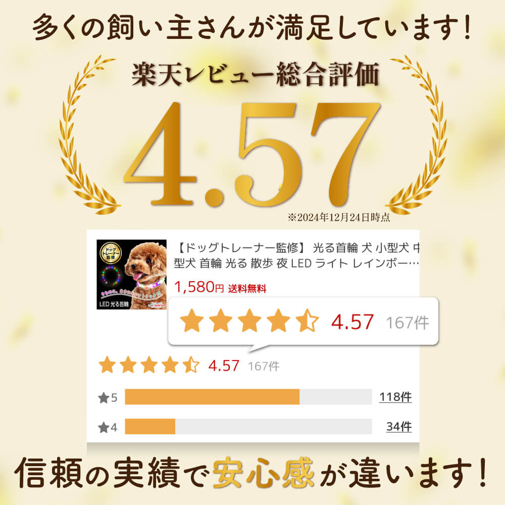 犬専用 USB充電式LED光る首輪