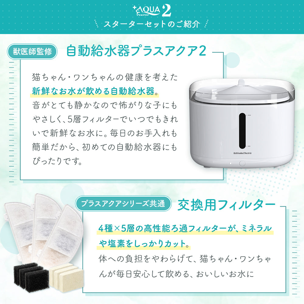 【獣医師監修】自動給水器プラスアクア2スターターセット