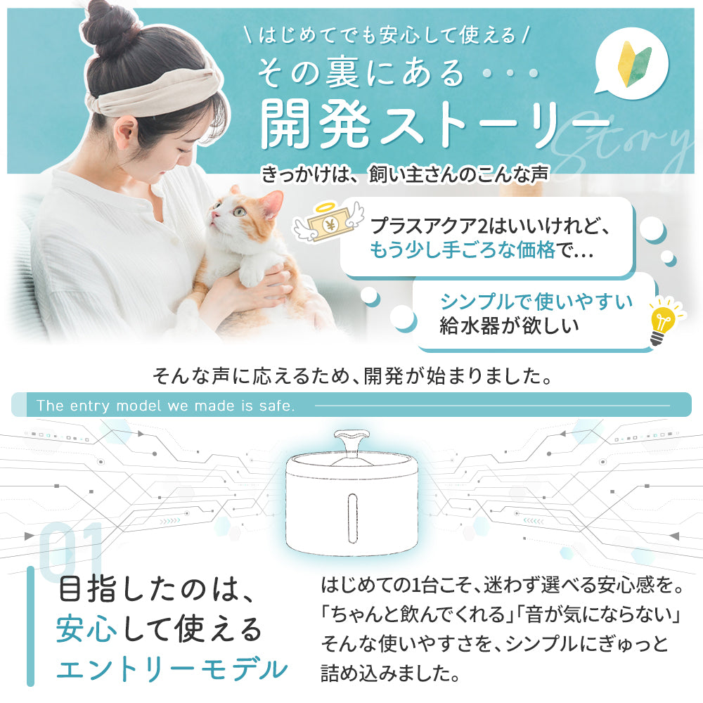 【新登場】猫・犬専用循環浄水給水器　プラスアクアライト