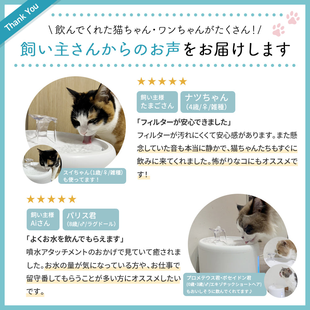 【新登場】猫・犬専用循環浄水給水器　プラスアクアライト