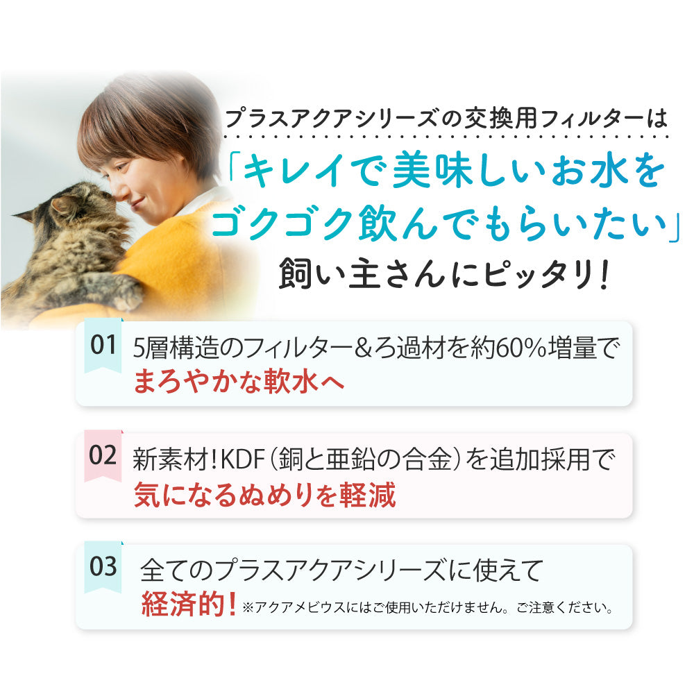 プラスアクア交換用純正フィルター（5層ろ過構造＆ぬめり軽減タイプ）